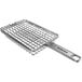 A stainless steel wire double grill basket with a handle.