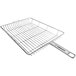 A Mibrasa stainless steel wire grill basket with a metal grid and handle.