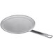 A Mibrasa stainless steel mesh grill pan with a handle.