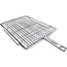 A stainless steel Mibrasa double turbot grill basket with two handles.