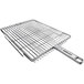 A stainless steel Mibrasa double turbot grill basket with a handle.