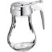 A glass container with a metal lid and a silver handle.