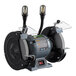 A Genesis bench grinder with two lights on it.