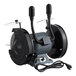 A black and white Genesis bench grinder with a cord.