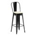 A Lancaster Table & Seating black bar stool with a white cushion.