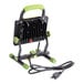 A green and black PowerSmith work light with a cord.