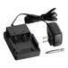 A black Genesis battery charger with two plugs.