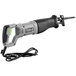 A grey and black Genesis variable speed electric reciprocating saw with a cord.