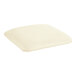 A white cushion on a white backless stool.
