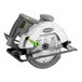 A Genesis circular saw with a green blade and a handle.