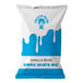 A white and blue bag of The Frozen Bean Vanilla Bean Soft Serve Mix with a logo and text.