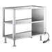 A stainless steel ServIt heated shelf with wire shelves.