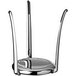 A silver APS metal display stand with long legs.