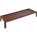 A brown metal rectangular buffet podium with legs.