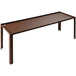 A brown metal Abert buffet podium with legs.