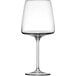 A close-up of a clear Schott Zwiesel Sensa wine glass with a stem.