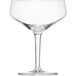 A clear Schott Zwiesel coupe glass with a stem.