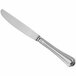 A Sant'Andrea Rossini stainless steel table knife with a white handle on a white background.