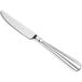 A Oneida Unity stainless steel dessert knife with a white handle.