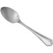 A Sant'Andrea Rossini stainless steel soup/dessert spoon with a handle.