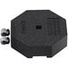 A black hexagon shaped Rubber Base with wheels.