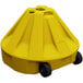 A yellow Plasticade Roll-a-Post plastic base with wheels.