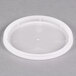 A Pactiv translucent plastic lid on a white surface.