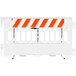 A white Plasticade Pathcade barricade with diamond grade striped sheeting on one side.