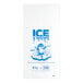 A white package of 5 lb. clear plastic ice bags with blue text and an ice print.