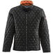 A black RefrigiWear jacket with orange trim.