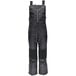 A pair of black RefrigiWear Diamond Quilted overalls with straps and zippers.
