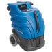 A blue and black Powr-Flite cold water carpet extractor machine with wheels.