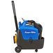 A blue and black Powr-Flite portable carpet spotter with stretch hose.