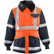 An orange and navy RefrigiWear Iron-Tuff jacket with reflective stripes.