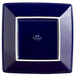 A cobalt blue square plate with white trim.
