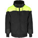 A black and lime RefrigiWear Freezer Edge hooded sweatshirt with reflective detailing.