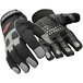 A pair of black RefrigiWear insulated gloves with gray and white dots on the palm.
