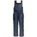 A navy blue RefrigiWear women's bib overalls with pockets.