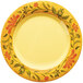 A yellow GET Venetian melamine plate with a painted floral design.