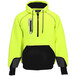 A yellow and black RefrigiWear HiVis sweatshirt with a zipper.