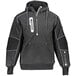 A black RefrigiWear hybrid sweatshirt with grey accents and a zipper.