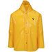 A yellow Tingley Iron Eagle rain jacket with white strings and logo.