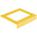 Yellow plastic Pan Stackers for 1/2 size stainless steel hotel pans.