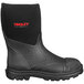 A black Tingley Badger waterproof rubber boot with a logo on it.