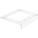 Clear square Pan Stackers with a hole in the middle.