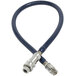 A black and silver T&S water appliance hose with metal quick disconnects.