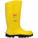 A yellow Tingley Steplite X steel toe boot with black soles and white text.