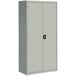 A light gray metal storage cabinet with two doors.