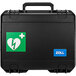 A black Zoll hard shell plastic carry case with a green and white logo.