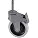 A Cambro Camshelving® mobile castor with a black wheel and metal screw.